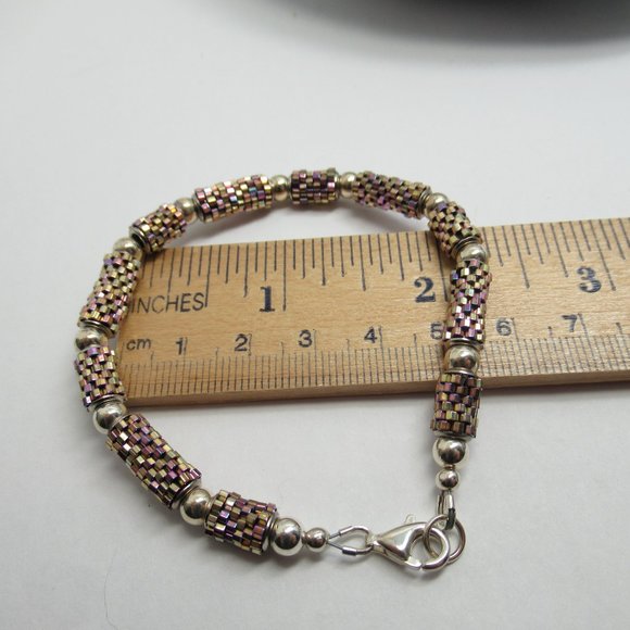 Peyote tube and Sterling silver bracelet - Picture 9 of 11